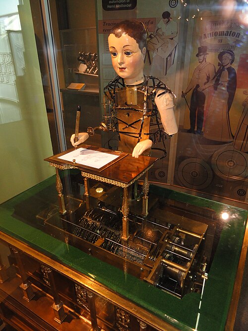Maillardet's boy writing and drawing automaton, c. 1810, at the Franklin Institute